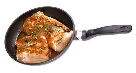 Pork loin on frying pan