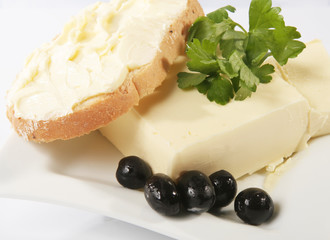 Butter on a plate close up