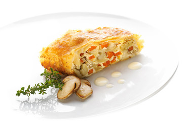 Vegetable pie with mushrooms