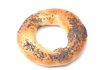 bagel with poppyseed isolated on white