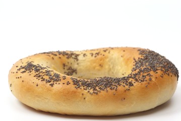 bagel with poppyseed isolated on white