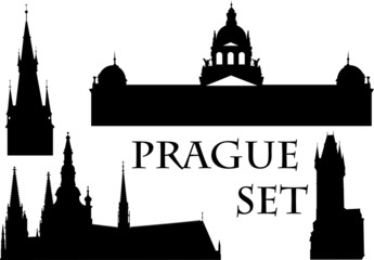 Naklejka premium vector set of different famous buildings in Czech capital Prague