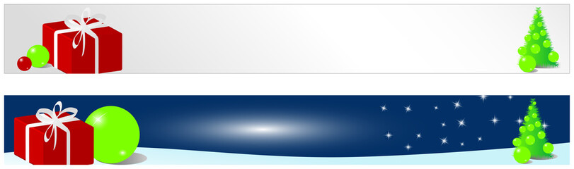 Christmas and new year banner with tree and gift