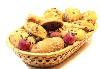 Mix of cookies in the basket