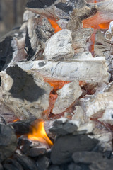 live coal ready for cooking in a barbecue
