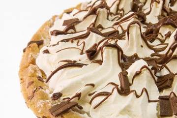 detail of a chocolate cream pie