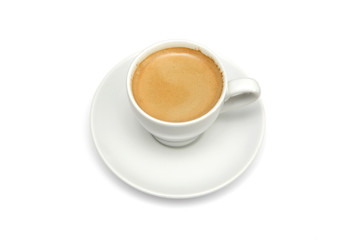 Coffee cup on a saucer, on white background