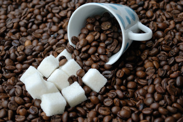 coffee with sugar. close-up
