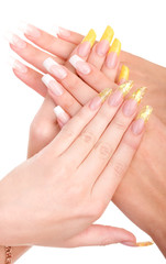 Closeup image of beautiful nails and woman fingers