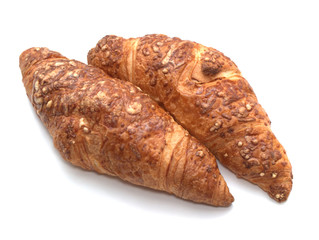 croissants with cheese isolated on white background