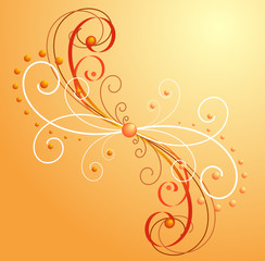 Orange background with curls.