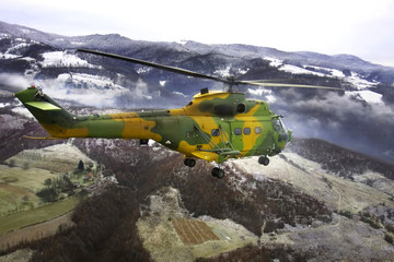 military helicopter flying