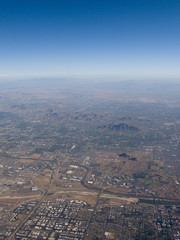 Bird Eye View of Phoenix and Tempe,  Arizona USA
