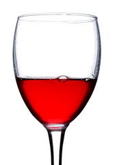 close-up red currant wine in glass with bubble
