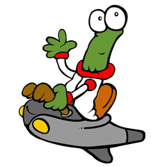 alien-astronaut on the board is greeting 2