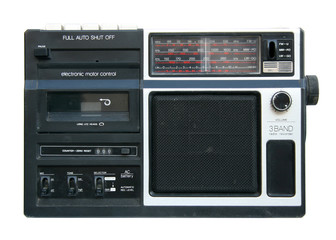 Fototapeta premium Old and dirty portable radio cassette player front view