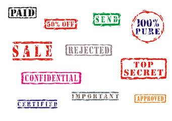Collection of vector stamps with text