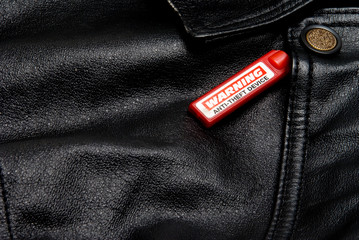 An anti theft device on an expensive article of clothing.
