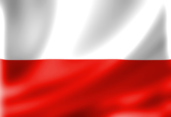 Polish flag waving in the wind