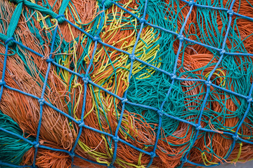 multi-color tangled net closeup