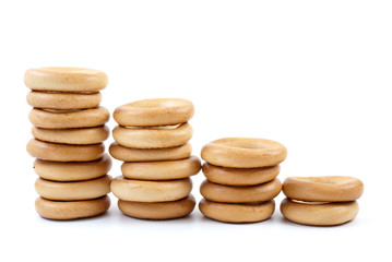 Bread-rings columns isolated on the white background