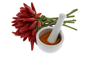 Chili, Chilischoten mit Chilipulver