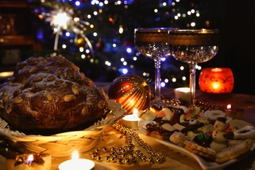Christmas cake,cookies and candle