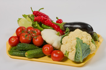 food series: fresh ripe red vegetables, on tray