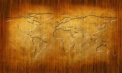 Wood texture with straight lines and world map