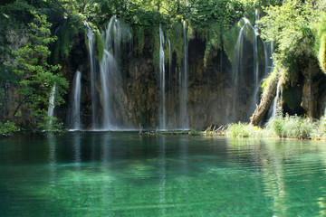 Waterfall in the Plitvice National Park UNESCO World Heritage.
