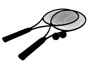 Silhouette of Tennis racket's isolated on white background