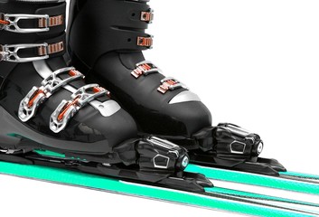 Ski equipment isolated on white