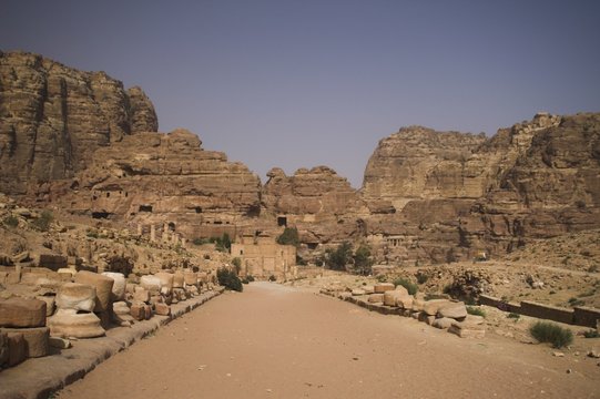 Tourist vacation in nabatean town Petra, beduins , Jordan