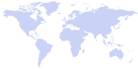Fototapeta na wymiar Weltkarte hellblau auf weiß