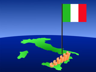 euros graph on Italy map with flag illustration