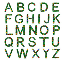 Christmas alphabet isolated on a white background
