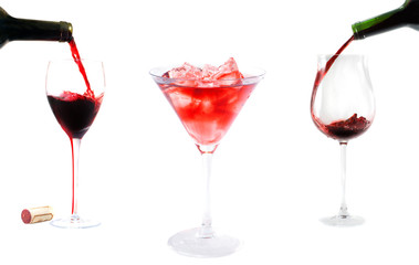 Red wine pouring a wine bottle
