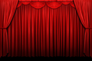 Red stage curtains with arch entrance