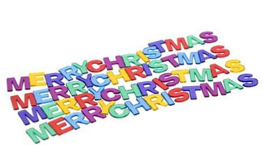 Merry Christmas typo with glass letters
