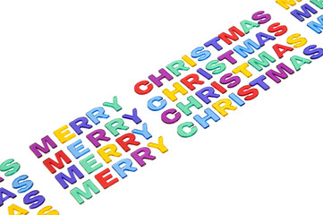 Marry christmas typo with glass letters