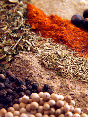 background of various colorful spices