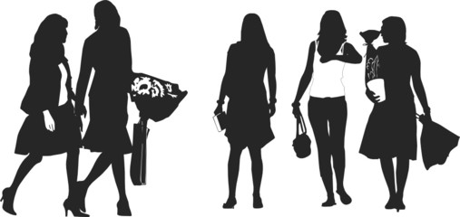 five young women,vector illustration