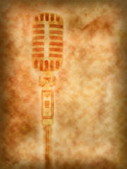 Fototapeta premium Microphone retro on texture of old paper