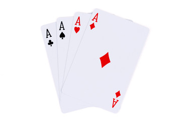 Four aces isolated on white background