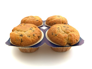 four muffins isolated on the white background