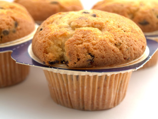 four muffins isolated on the white background