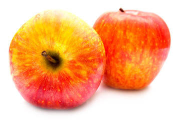 The red apples on white. Isolation, shallow DOF.