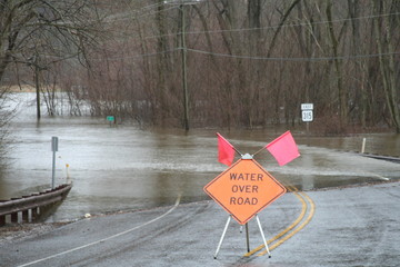 Flooding over road