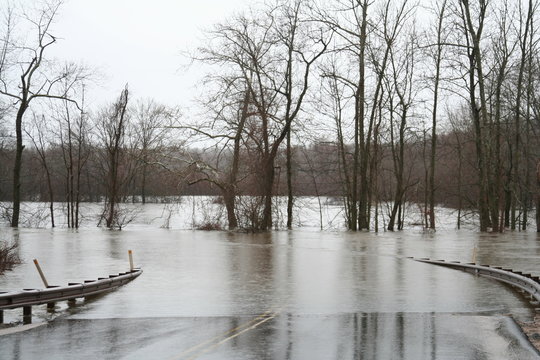 Flood Waters Over Road