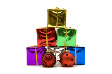 Beautiful colorful Christmas gift boxes